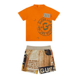 Completo 2 pz neonato t-shirt e shorts stampa Los Angeles arancio