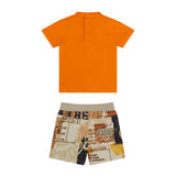 Completo 2 pz neonato t-shirt e shorts stampa Los Angeles arancio