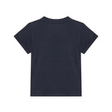 T-shirt neonato con taschino e ricamo teddy blu