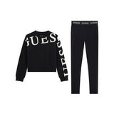 Set 2 pz felpa e leggings active stampa logo nero