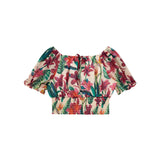 Top con stampa floreale in chiffon fantasia