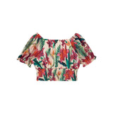 Top con stampa floreale in chiffon fantasia