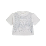 T-shirt logo esplosione strass bianco