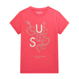 T-Shirt logo applicazione strass fucsia