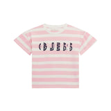 T-shirt maniche corte a righe in cotone bianco/rosa