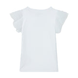 T-shirt maniche corte volant mesh bianco