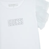T-shirt maniche corte volant mesh bianco