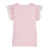 T-shirt maniche corte volant mesh rosa