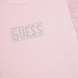 T-shirt maniche corte volant mesh rosa