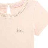 T-shirt applicazione perle rosa