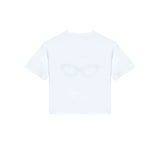 T-shirt maniche corte con stampa e applicazione strass bianco