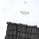Abito mixed fabric con tulle nero