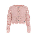 Cardigan in pizzo rosa