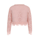 Cardigan in pizzo rosa