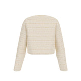 Giacca con bottoni e tasche applicate in tweed sabbia