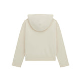 Felpa con cappuccio in maglia e logo frontale crema