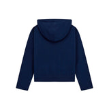 Felpa con cappuccio in maglia e logo frontale blu