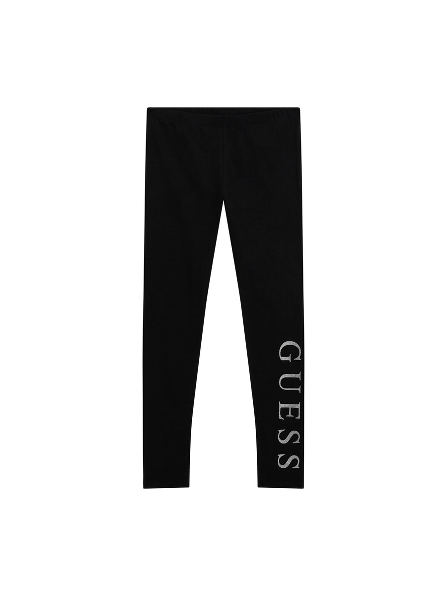 Leggings con logo glitter nero