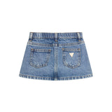 Gonna jeans con ricamo in denim medio