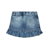 Gonna in jeans con ricamoo lofo in denim medio