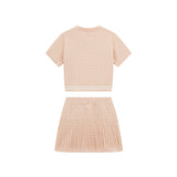 Completo 2 pz maglia e gonna a trecce rosa
