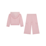 Set 2 pz felpa girocollo e pantaloni cargo in maglia rosa