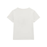 T-shirt stampa logo con fiocco bianco