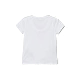 T-shirt con logo applicazione pailettes e strass bianco
