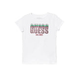 T-shirt logo con applicazione paillettes bianco