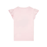 T-shirt stampa orso con applicazione paillettes rosa