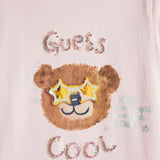 T-shirt stampa orso con applicazione paillettes rosa
