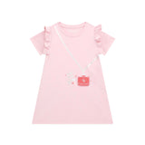 Abito maniche corte tessuto interlock rosa