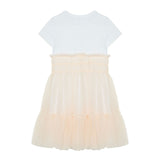 Abito kids mixed fabric con tulle rosa