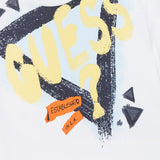 T-shirt stampa logo effetto brush bianco