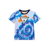 T-shirt tie-dye logo allover blu/giallo