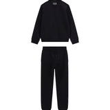 Set 2 pz felpa con logo ricamato sulle maniche e jogger nero