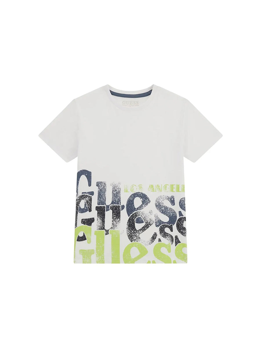 T-shirt stampa multilogo bianco