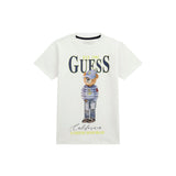 T-shirt stampa logo teddy bianco