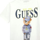 T-shirt stampa logo teddy bianco