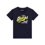T-shirt over con ricamo logo blu