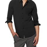 Camicia Sunset tech con tasca sul petto nero