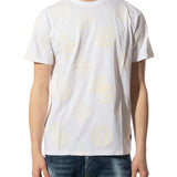 T-shirt maniche corte con maxi loghi peony a contrasto bianco