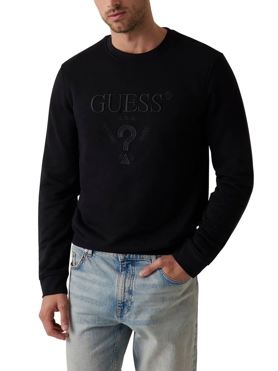 Felpa girocollo beau con logo ricamato nero