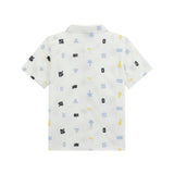 Camicia a maniche corte con motivo ricami blu multi