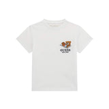 T-shirt logo ricamo teddy in cotone bianco