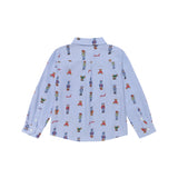 Camicia oxford manica lunga stampa teddy allover celeste