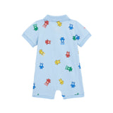 Tutina shortie stampa teddy multicolor in piquet celeste