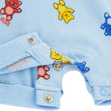 Tutina shortie stampa teddy multicolor in piquet celeste
