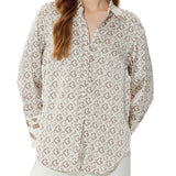 Camicia Alexandra con polsini a contrasto in fantasia beige