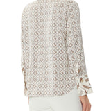 Camicia Alexandra con polsini a contrasto in fantasia beige